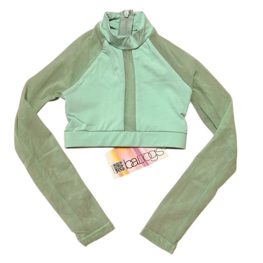 CS Baltogs Mock Neck Long Sleeve Dance Crop Top mint green small‎ CS dancewear